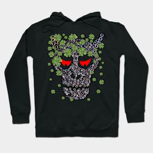 Creepy Mechanical Skull Green Clovers Funny St Patricks Day Hoodie